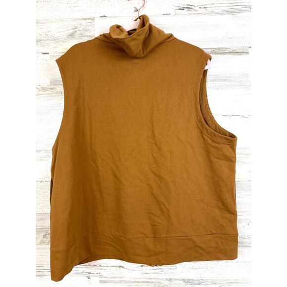 Cato Women’s Plus 20/22 Brown Terry Front Zip Mock Collar Pocket Vest NWT - Picture 2 of 5